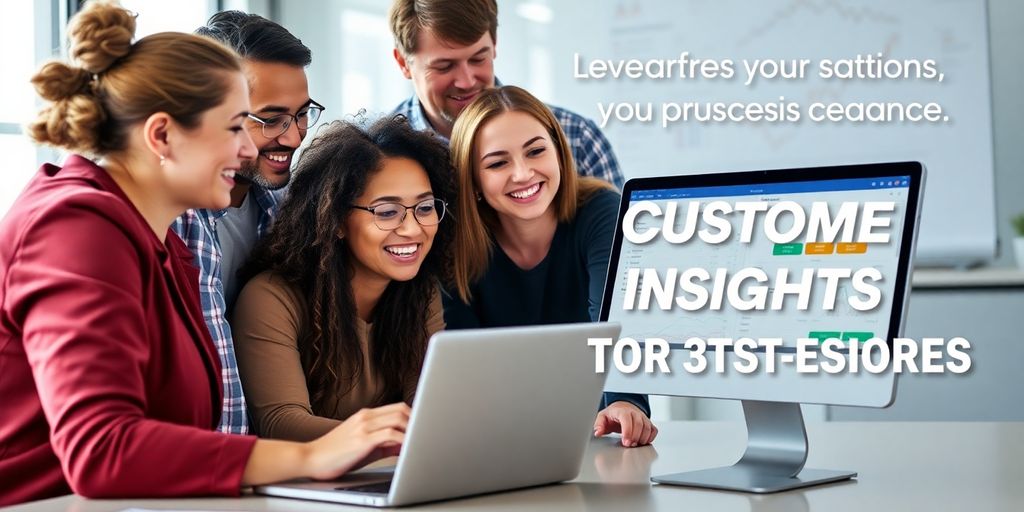 Business team analyzing customer insights for strategy development.