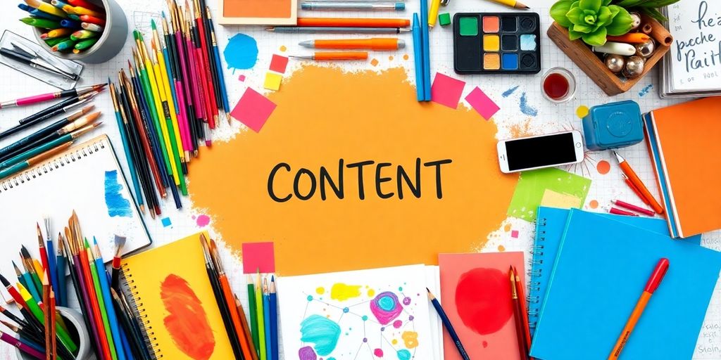 Creative workspace with tools for generating content ideas.