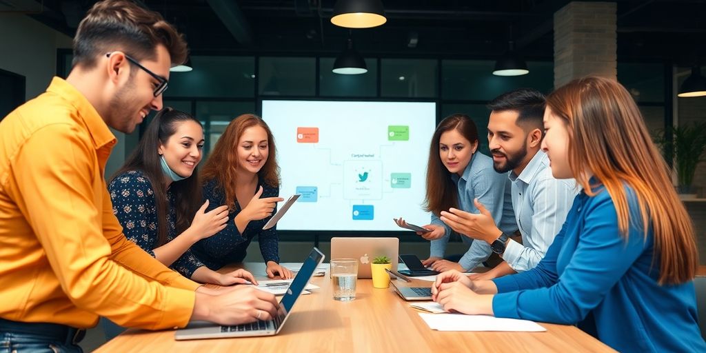 Team collaborating to gather customer insights for business growth.