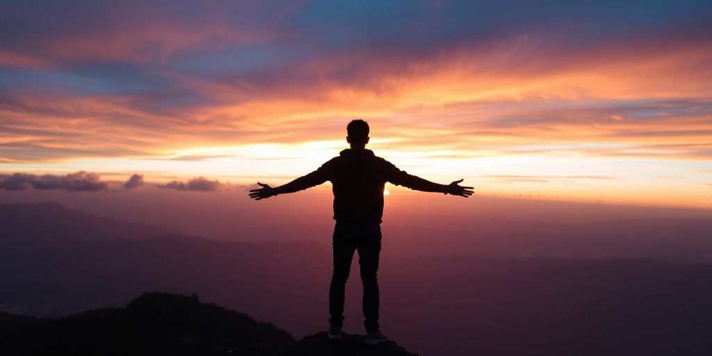 A person extending their arm forward.