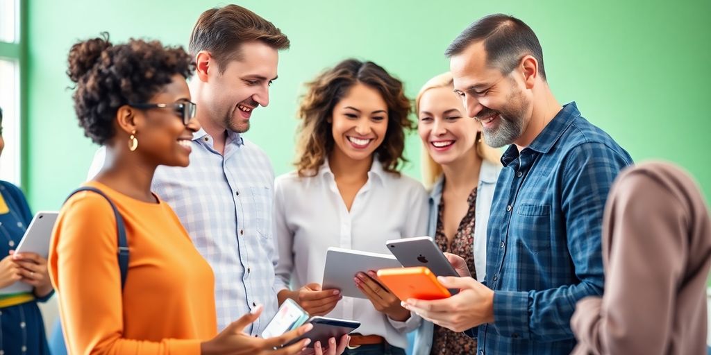 People discussing and recommending products and services together.