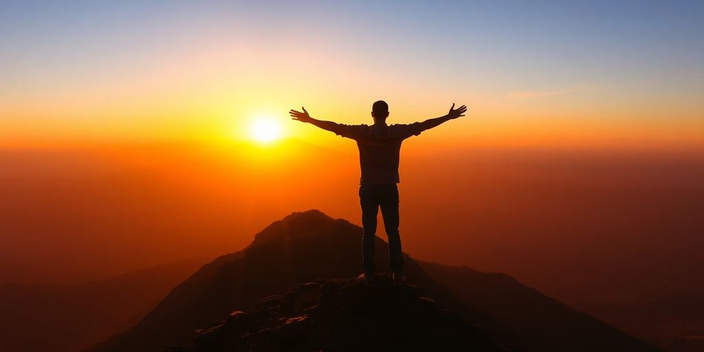 Person reaching for a bright, expanding light