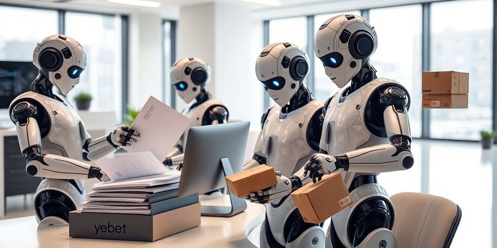 Robots working collaboratively on various business tasks