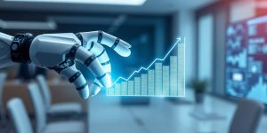 Robot hand, light, growth, marketing, AI, future