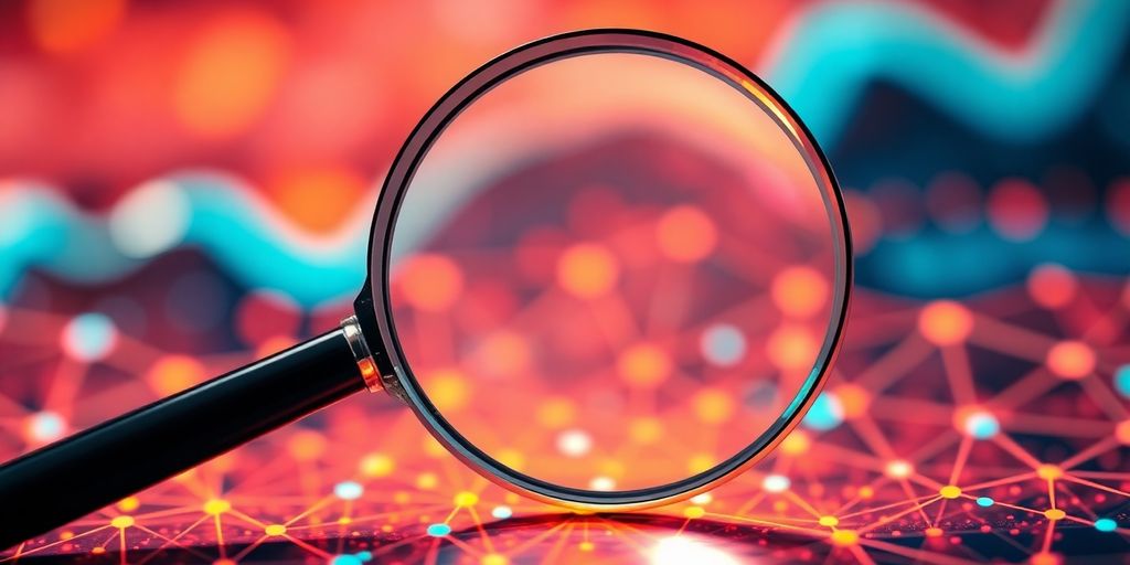 Magnifying glass over customer data.