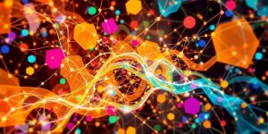 Abstract visualization of interconnected customer journeys.